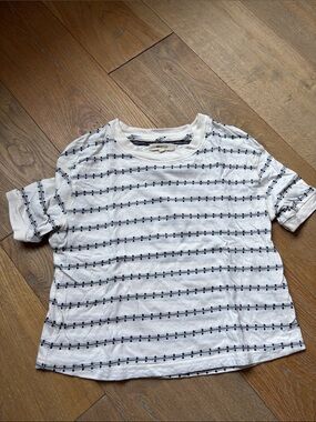 Madewell White Tee with Black Dotted Stripes